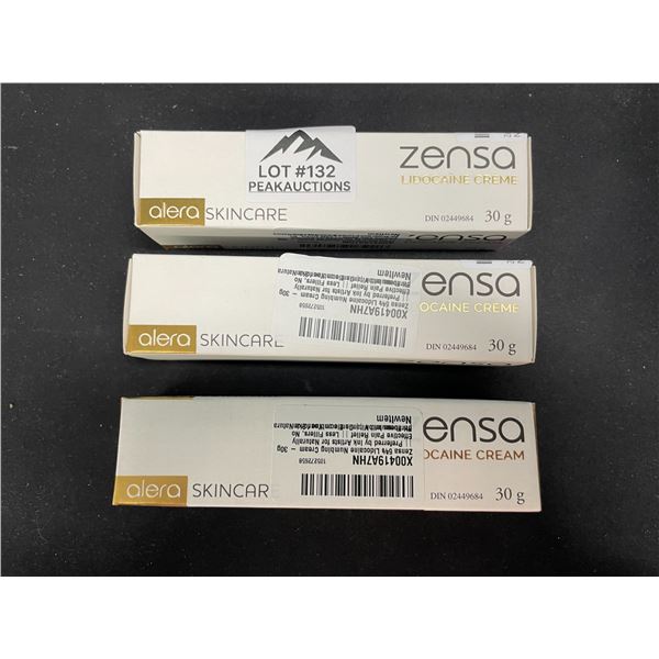 Lot of 3 Zensa Topical Lidocaine Numbing Creams for Skin - Use Before Tattoos! - 30g Each