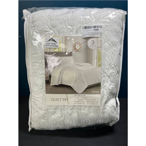 Lot of 1 Premium White 3PC Quilt Set - King Size