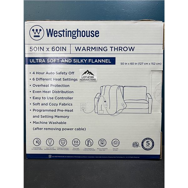 Lot of 1 Westinghouse 50x60IN Electric Heated Silky Flannel Throw