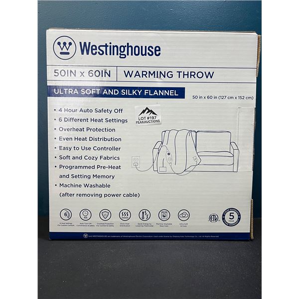 Lot of 1 Westinghouse 50x60IN Electric Heated Silky Flannel Throw
