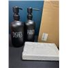 Image 2 : Lot of 2 Black Glass Soap Dispenser Sets