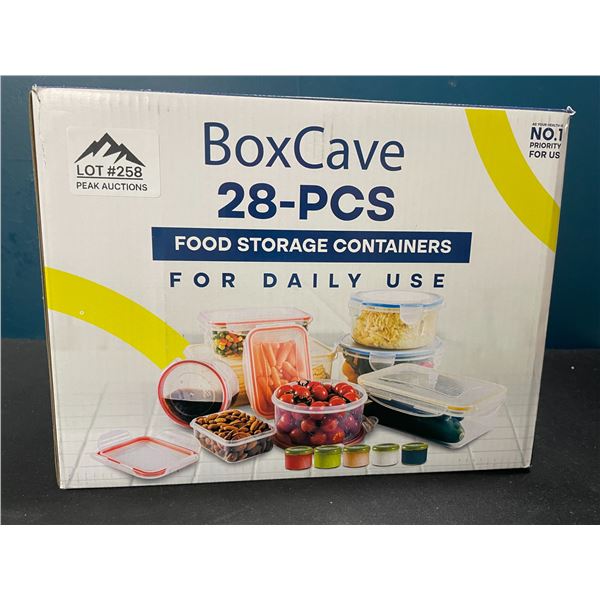 Lot of 1 BoxCave 28PC Plastic Food Storage/Food Container Set w/ Hinge Lock System