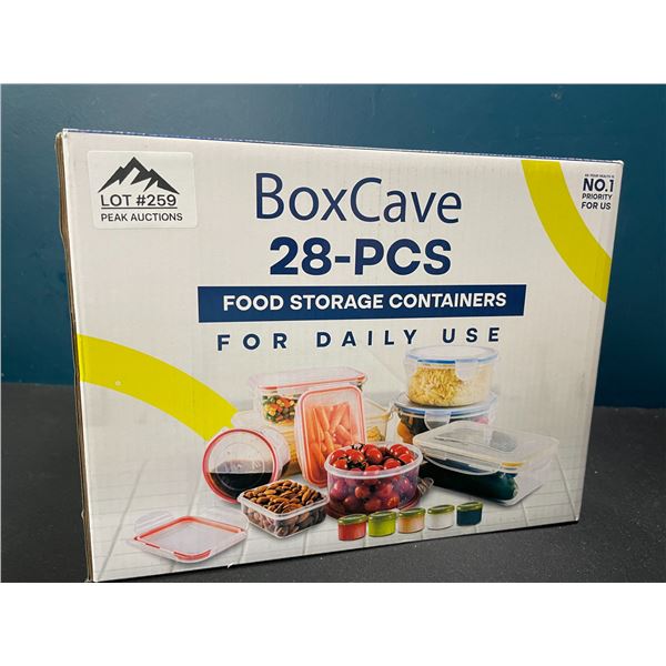 Lot of 1 BoxCave 28PC Plastic Food Storage/Food Container Set w/ Hinge Lock System