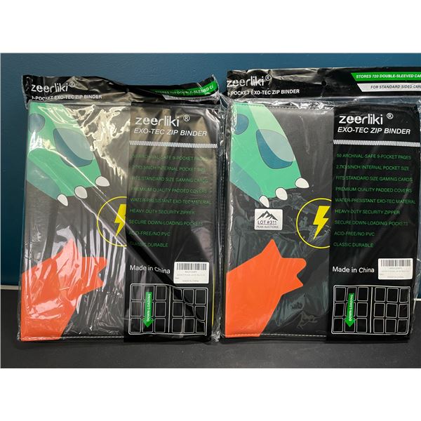 Lot of 2 Leather Pokemon Premium Card Binders - Holds 900 Cards per Binder (Large Size Binders)