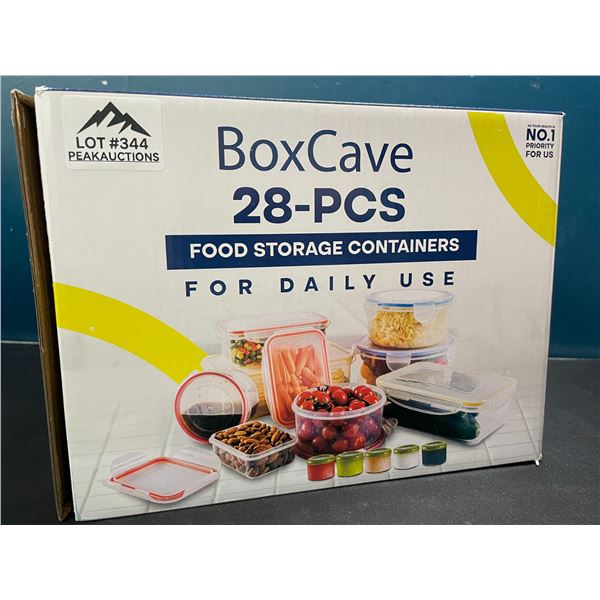 Lot of 1 BoxCave 28PC Plastic Food Storage/Food Container Set w/ Hinge Lock System