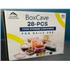 Image 1 : Lot of 1 BoxCave 28PC Plastic Food Storage/Food Container Set w/ Hinge Lock System