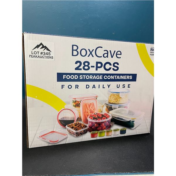 Lot of 1 BoxCave 28PC Plastic Food Storage/Food Container Set w/ Hinge Lock System