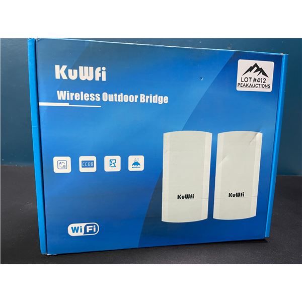 Lot of 1 KuWfi 2pack Wireless Outdoor Bridge System/Long Range WiFi Access Point - Brand New!