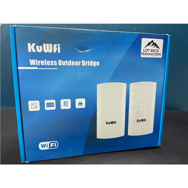 Lot of 1 KuWfi 2pack Wireless Outdoor Bridge System/Long Range WiFi Access Point - Brand New!