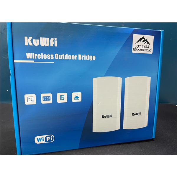 Lot of 1 KuWfi 2pack Wireless Outdoor Bridge System/Long Range WiFi Access Point - Brand New!