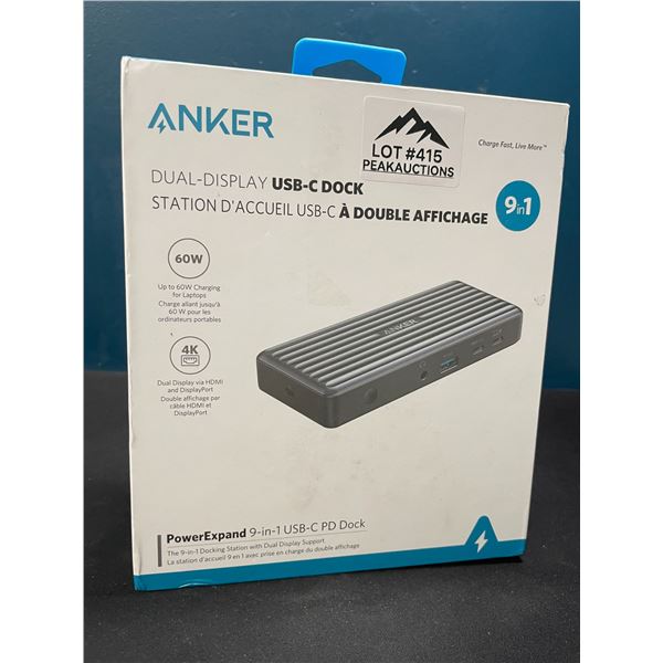 Lot of 1 ANKER Dual-Display USB-C Dock - PowerExpand 9-in-1 USB C PD Dock