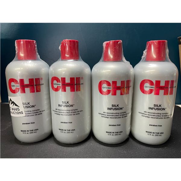 Lot of 4 Chi Silk Infusion Hair Leave-In Treatments - Hair Reconstructing Complex - 12 fl oz. each