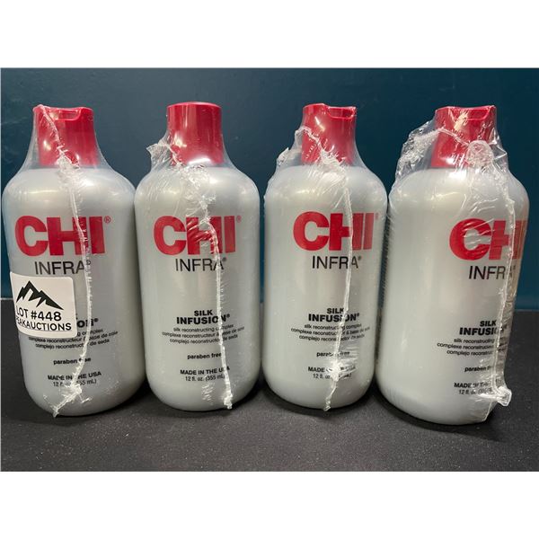 Lot of 4 Chi Infra Silk Infusion Hair Leave-In Treatments - 12 fl oz. each