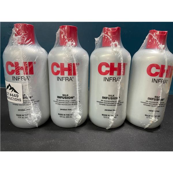 Lot of 4 Chi Infra Silk Infusion Hair Leave-In Treatments - 12 fl oz. each