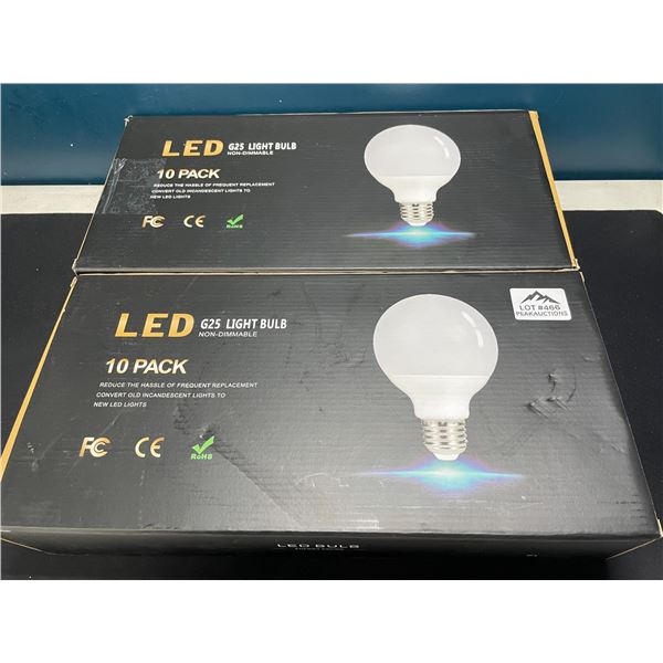 Lot of 2 Multi-Packs of LED G25 Light Bulbs - 10 per box!