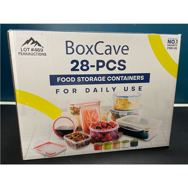 Lot of 1 BoxCave 28PC Plastic Food Storage/Food Container Set w/ Hinge Lock System
