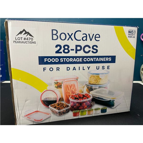 Lot of 1 BoxCave 28PC Plastic Food Storage/Food Container Set w/ Hinge Lock System