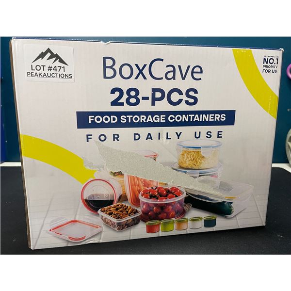 Lot of 1 BoxCave 28PC Plastic Food Storage/Food Container Set w/ Hinge Lock System
