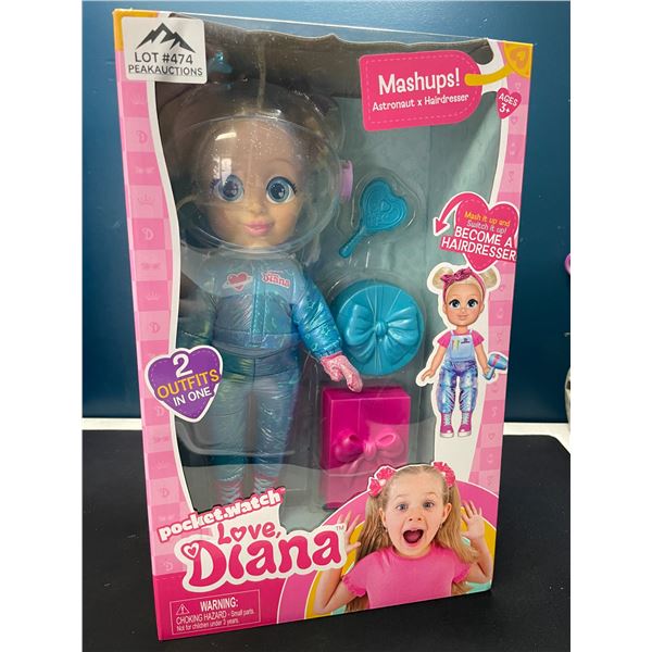 Lot of 1 Pocket Watch Love Diana Mashups Doll - Astronaut & Hairdresser Outfits