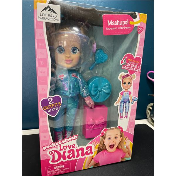 Lot of 1 Pocket Watch Love Diana Mashups Doll - Astronaut & Hairdresser Outfits