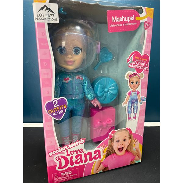 Lot of 1 Pocket Watch Love Diana Mashups Doll - Astronaut & Hairdresser Outfits