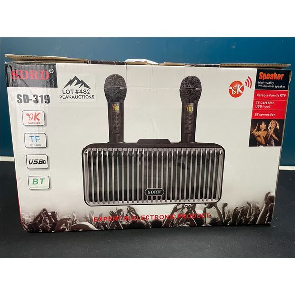 Lot of 1 SDRD SD-319 Bluetooth Karaoke Machine w/ 2 Wireless Microphones - Brand New Sealed!