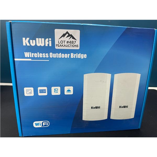 Lot of 1 KuWfi 2pack Wireless Outdoor Bridge System/Long Range WiFi Access Point - Brand New!