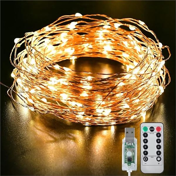 Lot of 3 Sets of Fairy String Lights w/ Remote Control - 66FT per box - 200 LED's - USB Powered
