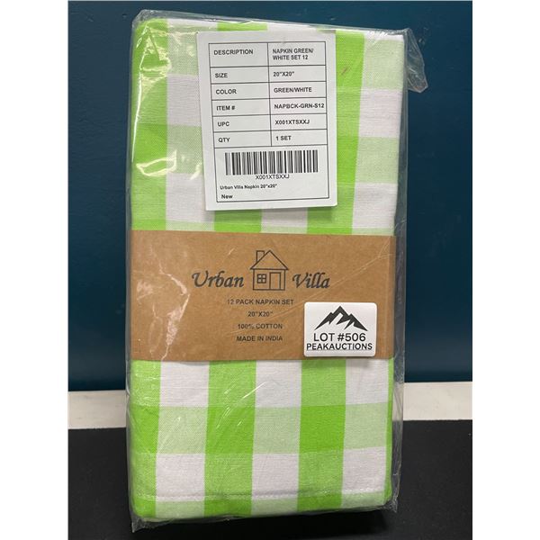 Lot of 1 Pack of Urban Villa 12PC Premium Oversized Dinner Napkins - 20 x 20 in Size