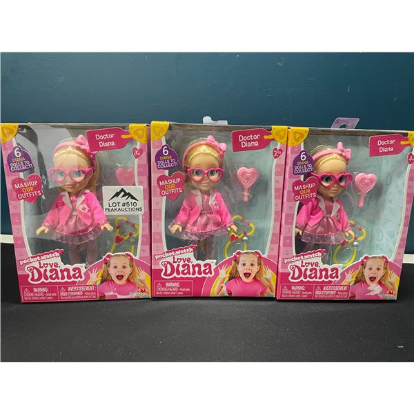 Lot of 3 Pocket Watch Love Diana - Mini Dolls - Doctor