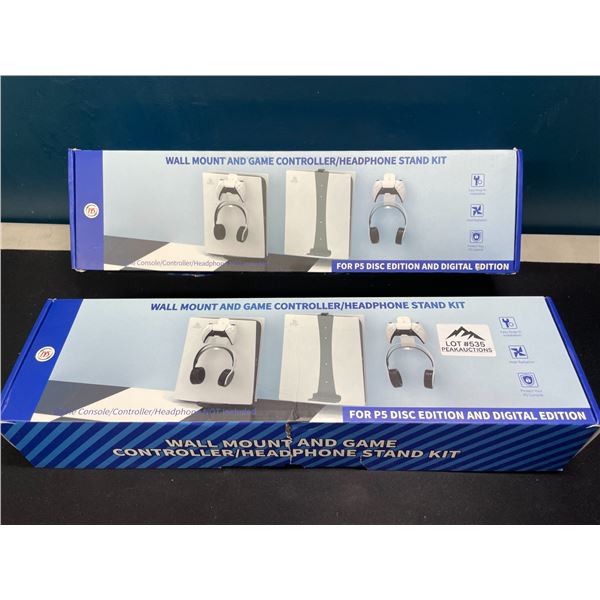 Lot of 2 Playstation 5 Wall Mount and Game Controller/Headphone Stand Kits