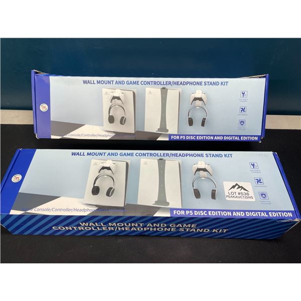 Lot of 2 Playstation 5 Wall Mount and Game Controller/Headphone Stand Kits