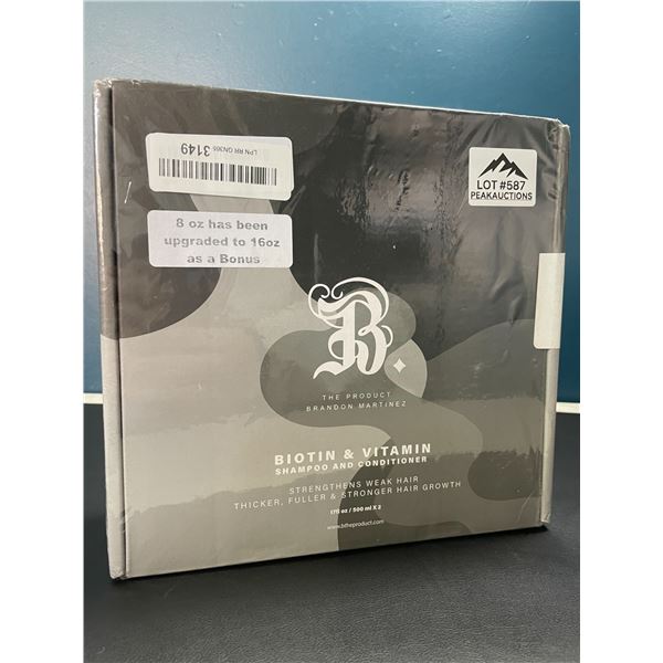 Lot of 1 Biotin & Vitamin Shampoo & Conditioner Set by Brandon Martinez - Brand New Sealed