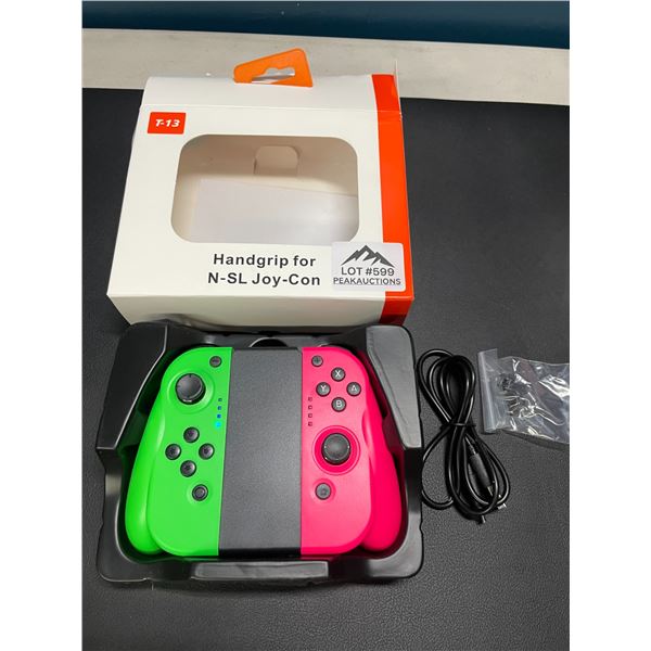 Lot of 1 Set of Joycons for Nintendo Switch with Handgrip - Green/Pink