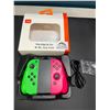 Image 1 : Lot of 1 Set of Joycons for Nintendo Switch with Handgrip - Green/Pink