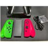 Image 2 : Lot of 1 Set of Joycons for Nintendo Switch with Handgrip - Green/Pink