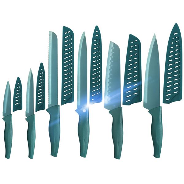 Lot of 1 Wanbasion Stainless Steel Professional Kitchen Knife Set - 6PCS - Green