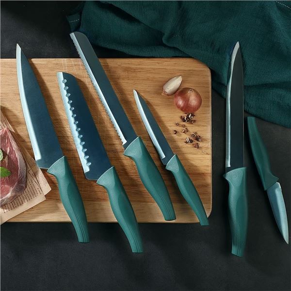 Lot of 1 Wanbasion Stainless Steel Professional Kitchen Knife Set - 6PCS - Green