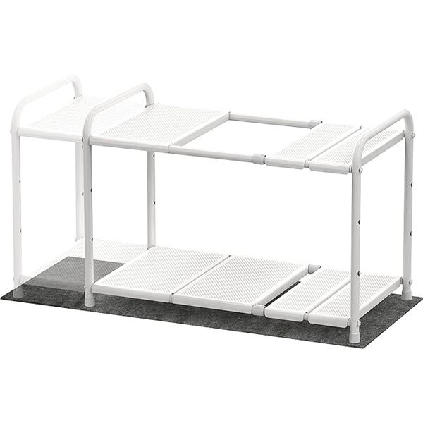 Lot of 1 Simple Houseware Under Sink Two-Tier Expandable Shelf - White
