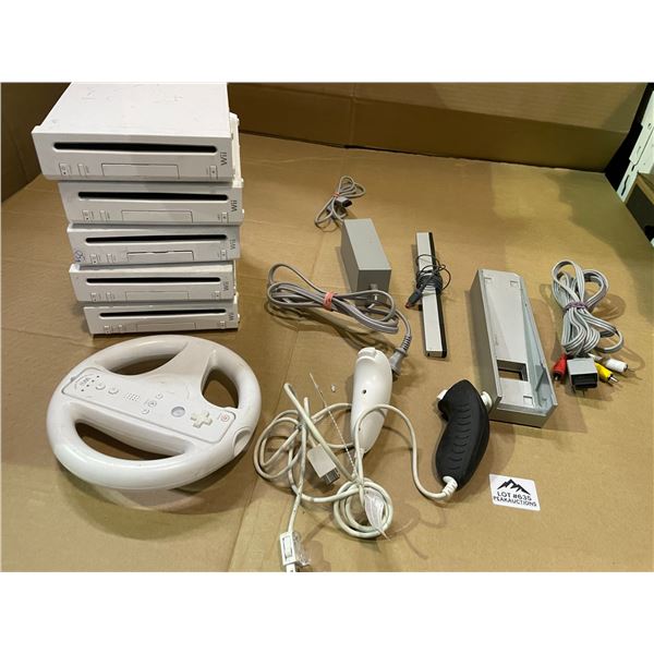 Lot of 5 Nintendo Wii Consoles - Used/As Is - For Parts/Repair