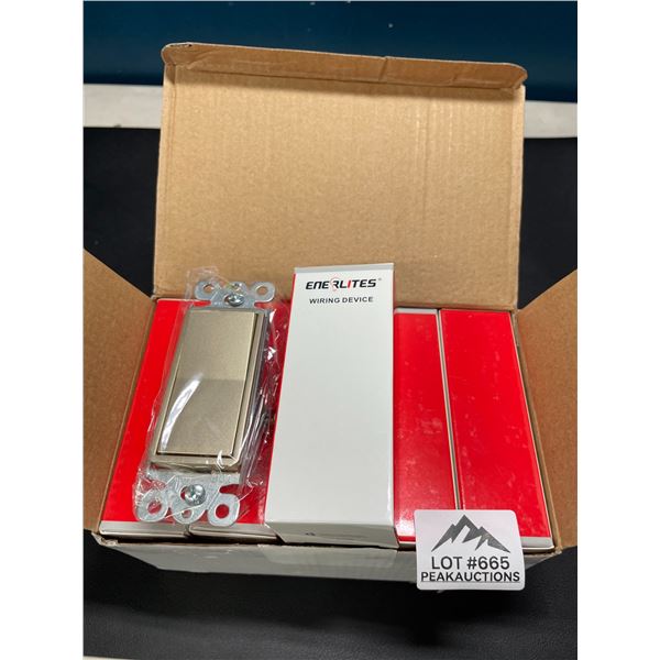 Lot of 1 Box of Light Switches; 10 Included - Gold Colour