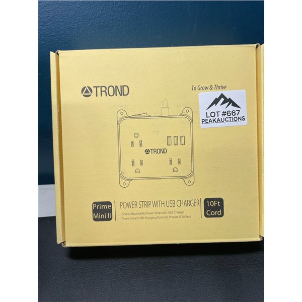 Lot of 1 Trond Prime Power Bar/Surge Protector w/ Multiple Outlets & USB Ports, & 10FT Cord!