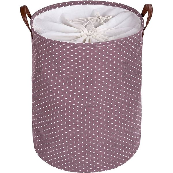 Lot of 2 Pop-Up/Foldable Laundry Hampers - Polka Dot Design - 24in - For laundry, kids toys, etc.