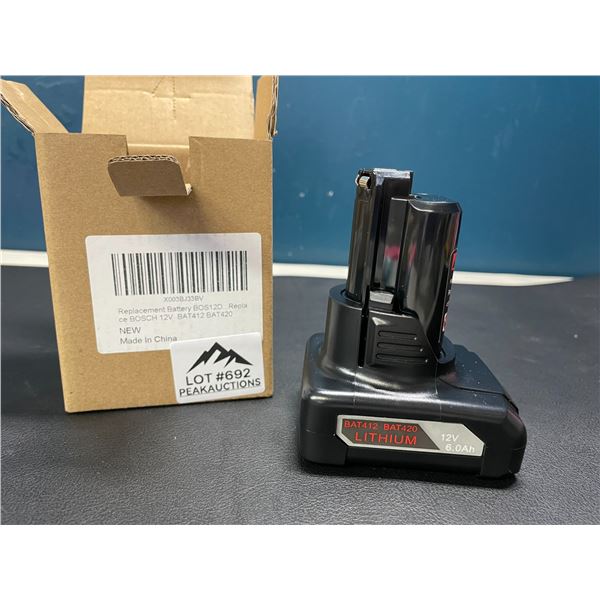 Lot of 1 Aftermarket Bosch 12V 6.0ah Li-ion Battery - For BAT412 & BAT420 Bosch Drills