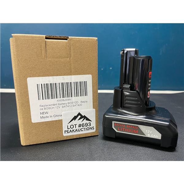 Lot of 1 Aftermarket Bosch 12V 6.0ah Li-ion Battery - For BAT412 & BAT420 Bosch Drills