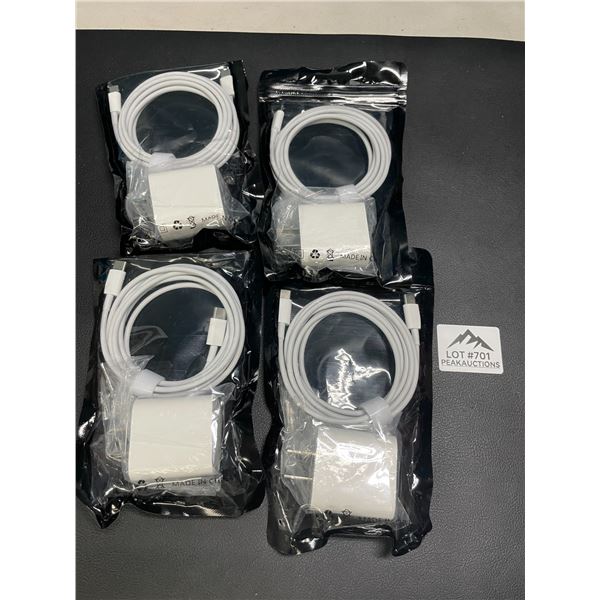 Lot of 4 USB-C to USB-C 20W Fast Charging Cords with Wall Blocks - Fast Chargers