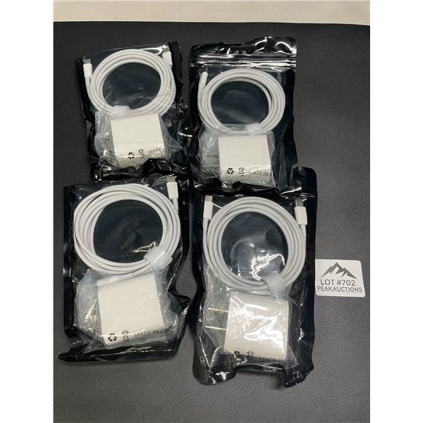 Lot of 4 USB-C to USB-C 20W Fast Charging Cords with Wall Blocks - Fast Chargers