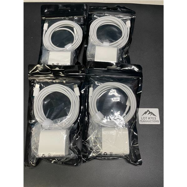 Lot of 4 USB-C to USB-C 20W Fast Charging Cords with Wall Blocks - Fast Chargers