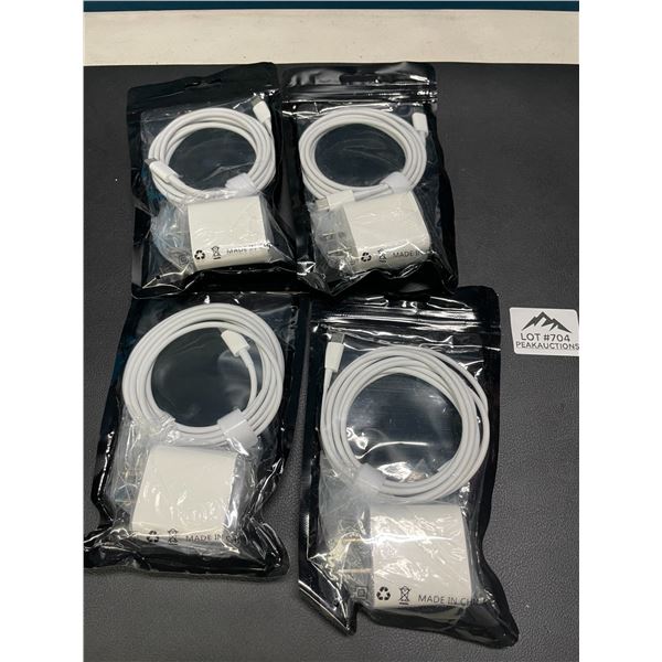 Lot of 4 USB-C to USB-C 20W Fast Charging Cords with Wall Blocks - Fast Chargers