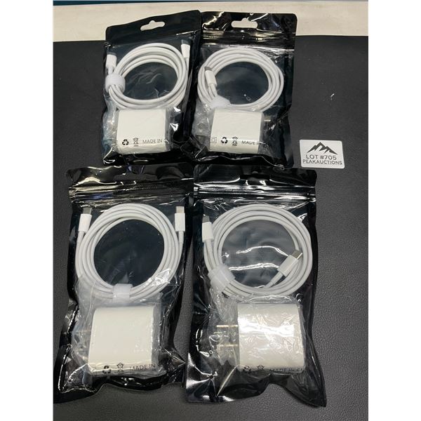 Lot of 4 USB-C to USB-C 20W Fast Charging Cords with Wall Blocks - Fast Chargers